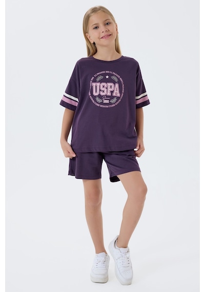 U.s. Polo Assn. Kız Çocuk Mor Şort Takım Mor