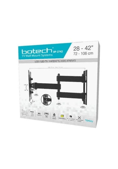 28-42 İnç - Hareketli Tv Askı Aparatı - 72-106 Cm - Lcd Led Tv Uyumlu