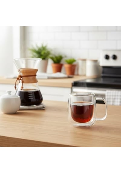 Ayrex Deconox 2'li Çift Cidarlı Cam Fincan Seti - 100 Ml Isıya Dayanıklı Espresso Ve Türk Kahvesi Bardağı - El Y Diğer