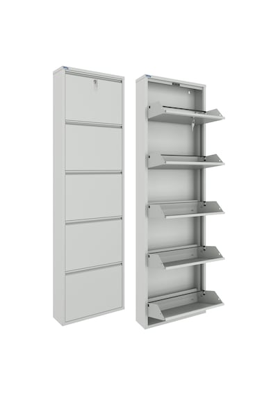 Ceha Kilitli 5'li Metal Ayakkabılık - Gri K.AYK-5/P7035/KL
