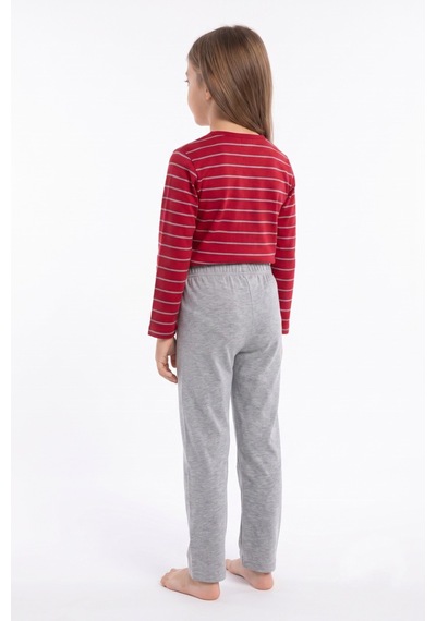 İki Yıldız Kız Çocuk Pijama Takım Bgl-92108 Kırmızı