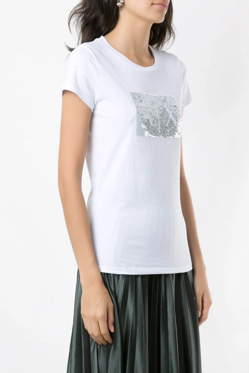 Armani Pul Detaylı Kadın T-shirt Beyaz