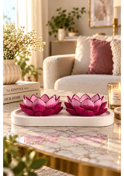 Lotus Harmonisi 2limumluk Tabaklı Set Pembe