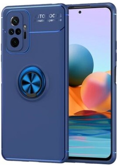 Redmi Note 10 Pro Kılıf Yüzüklü Sağlam Esnek Ringo Silikon Kapak Mavi