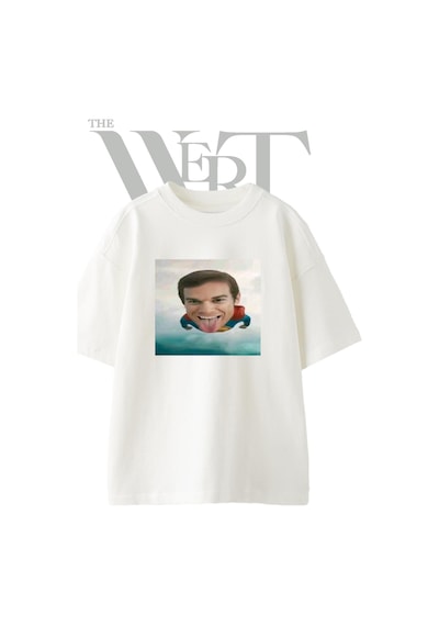 Thewert Dexter Superman Tasarım Baskılı Ünisex Beyaz Oversize T-shirt