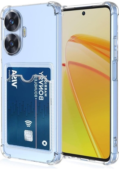 Kvy Realme C55 Kamera Korumalı Kartlıklı Setra Şeffaf Silikon Kılıf