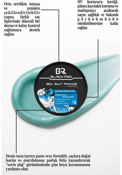Wax Saç Şekillendirici Wax Sea Salt Pomade Deniz Tuzlu Wax Güçlü Tutuş - 120 ML