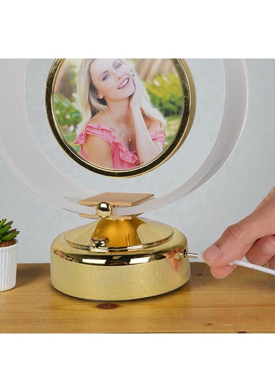 Resimli Anı Çemberi Fotoğraflı Ledli Abajur Kişiye Özel Fotoğraf Baskısı Anlamlı Hediye Gold