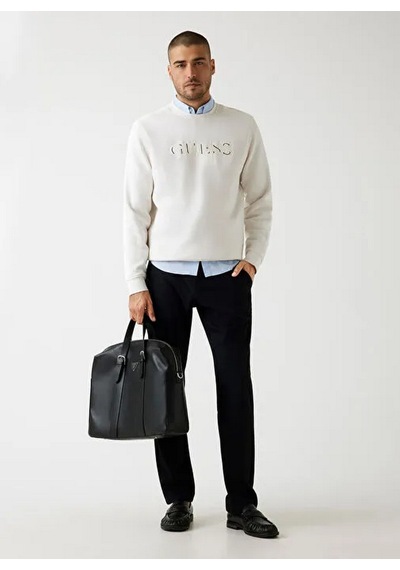 Guess M5bq08k9z21 Cn Basic Erkek Sweatshirt Beyaz