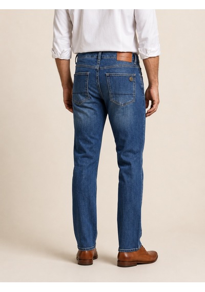 73456-73604 Erkek Regular Fit Mid Rise Mid Leg Denim Pantolon 73456-73604 Açık Mavi