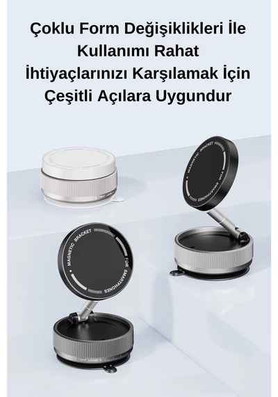 Wearfitpro Her Alana Uyumlu 360 Derece Dönebilen Çok Açılı Magsafe Özellikli Güçlü Telefon Tutucu Beyaz