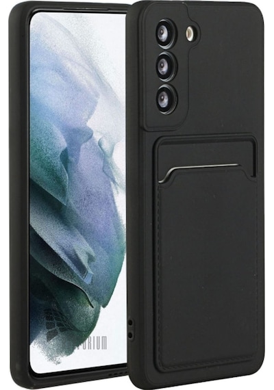 Samsung Uyumlu Galaxy A55  Kartlıklı Silikon Kılıf Kamera Korumalı Esnek Pastel Kapak - Siyah
