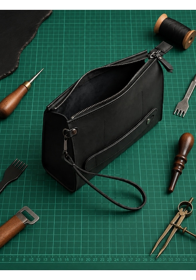Vintage Leather Craft Hakiki Deri Erkek El Çantası 1091 Sıyah