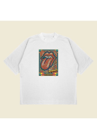 Startmore Rolling Stone Seattle Baskılı Oversize Unisex Pamuklu Nefes Alan Kalın Kumaşlı Beyaz
