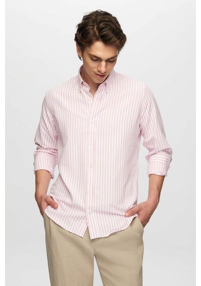 D'S Damat Ds Damat Slim Fit Pembe Çizgili Gömlek 0HC02ORT11265 Pembe