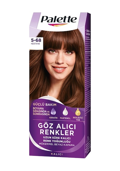 4 Adet Palette Göz Alıcı Renkler Kestane Saç Boyası 5-68
