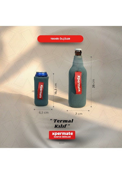 Xpermate Termal İçecek Kılıfı Sıcak & Soğuk Tutan Şişe Bira Termal Kılıf 0,5l Gri