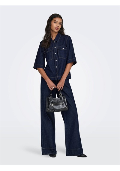 Only Onlbelle S/s Shırt Dnm Gua Noos Kadın Mavi Gömlek - 15347084
