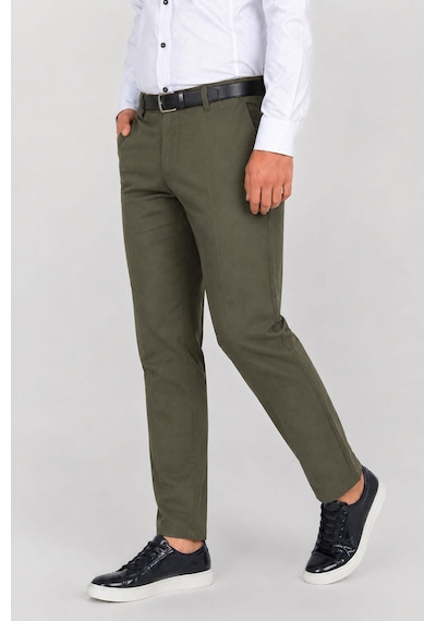 Classics Men Caserta Regular Fit Erkek Armürlü Keten Pantolon - 7635 haki