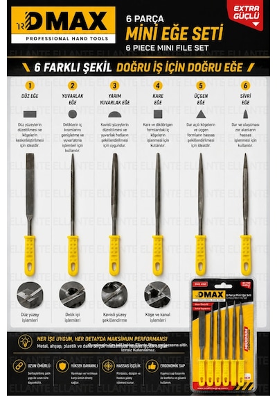 6 Parça Mini Eğe Seti Profesyonel Hassas İşçilik Metal Ahşap Plastik Eğe Takımı