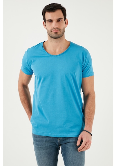Buratti Pamuklu Slim Fit V Yaka Basic Erkek T Shirt 5412001 Indigo