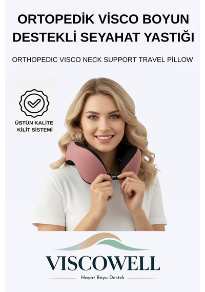 Ortopedik Boyun Yastığı Visco Boyun Destekli Seyahat Boyun Yastığı Araba Ev Uçak Taşınabilir Pembe
