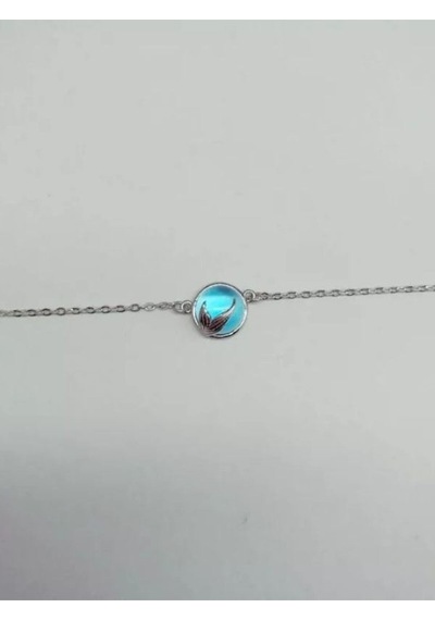 925 Ayar Gümüş Kristal Mavi Taşlı Balık Kuyruğu Bileklik Gümüş