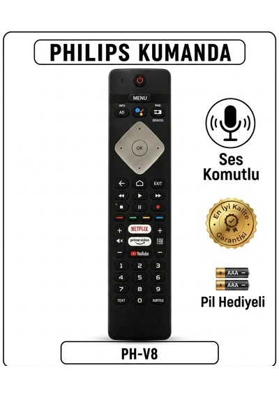 Ph-v8 Ses Komutlu Kumanda Pil