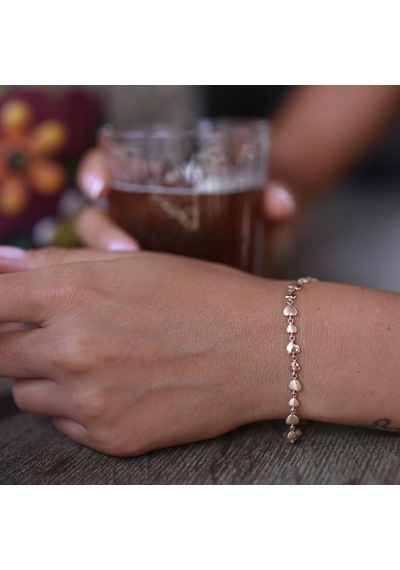 Sıralı Kalp Bileklik N11.4936 Pembe Altın