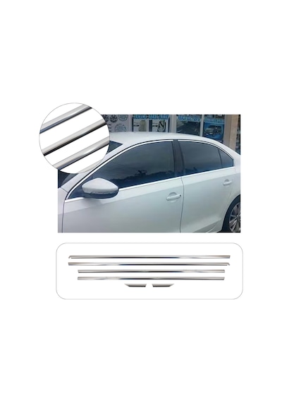 Volkswagen Jetta Uyumlu 2011 Ve Üzeri Krom Cam Çıtası 6 Parça Paslanmaz  Çelik