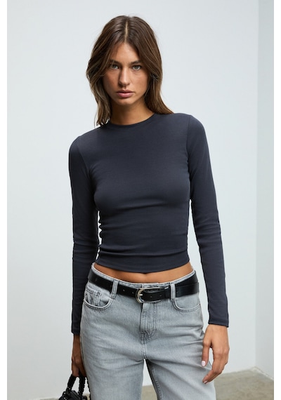 Grımelange Grıgros Kadın Esnek Kumaşlı Vücuda Oturan Slim Fit Uzun Kollu Antrasit T-shirt Antrasit Grımelange Grıgros Kadın Esnek Kumaşlı Vücuda Oturan Slim Fit Uzun Kollu Antrasit T-shirt Antrasit