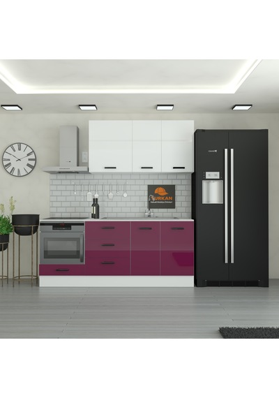 215 Cm Mutfak Dolabı Mdf Kapak Tezgah Dahil Yrkn215 102 Mürdüm