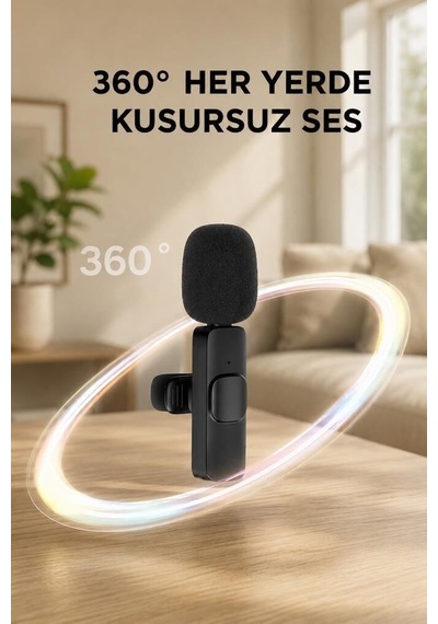 Özel Üretim Vlog Ekipmanı Ses Cihazı Stüdyo Aracı Yaka Mikrofonu K9