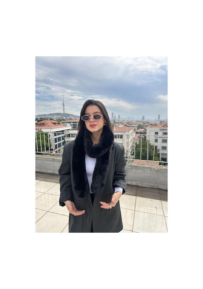 Mollycrush Kadın Peluş Atkı Yumuşak Dokulu, Sıcak Tutan Ve Şık Kış Aksesuarı Siyah