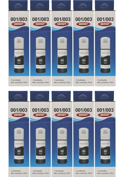 Ekoset Epson 103 L3160 L5190 Siyah Uyumlu Mürekkep 70 ML 10 Adet