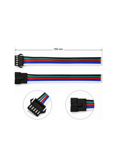 10'lu Set 5 Pin Kilitli Konnektörlü Kablo Takımı Erkek Dişi Rgb Rgbw Led Şerit Bağlantı Kablosu 5 Pin Led Soket