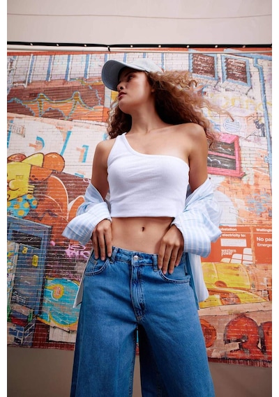 Defacto Coool Fitted Fitilli Kaşkorse %100 Pamuk Tek Omuzlu Atlet B1288AX23HSWT34