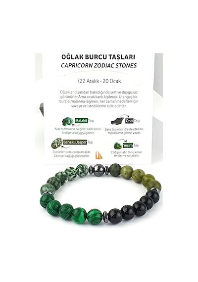 Oğlak Burcu Tasarım Doğal Taş Bileklik Gümüş