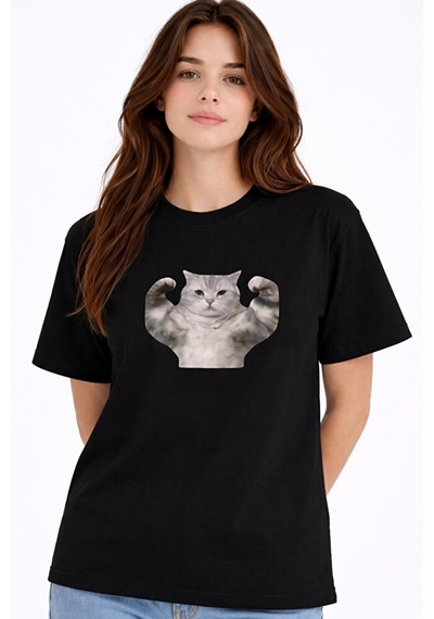 Nevermind Kadın Tişört Baskılı Kedi Desenli Basic Günlük Rahat Pamuk Siyah L Nevermind Kadın Tişört Baskılı Kedi Desenli Basic Günlük Rahat Pamuk Siyah L