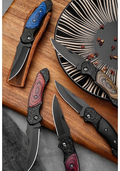 Valkyrie Mini Taktik Katlanır Çelik Outdoor Kamp Bıçak 15.8 Cm Kompakt & Dayanıklı Tasarım Kırmızı Kırmızı