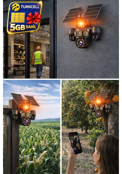 Esvision 7021 4 Kameralı 4g Çift Solar Panel 16x Zoom Dual Batarya Hieasy Aov Sürekli Kayıt Gece Görüş Çift Yönlü Ses Turkcell Sim Kart