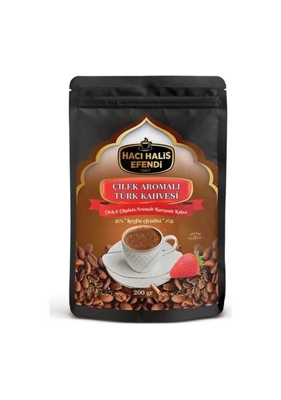 Hacı Halis Efendi Çilek Ve Çikolata Aromalı Türk Kahvesi 200 Gr Yumuşak İçimli Doypack Öğütülmüş