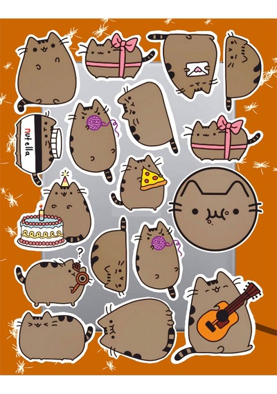 Fat Cat Cute Temalı Sticker Seti Laptop Ajanda Pc Tablet Telefon Defter Etiket Bullet Journal Diğer