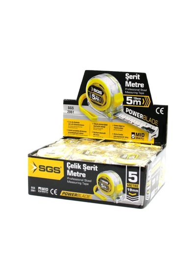 Sgs-2061 Şerit Metre 5mt X 19mt Şeffaf Stoplu - 12'li Paket Diğer
