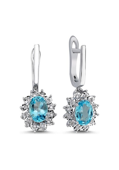 1,94 Karat Pırlantalı Akuamarin Küpe
