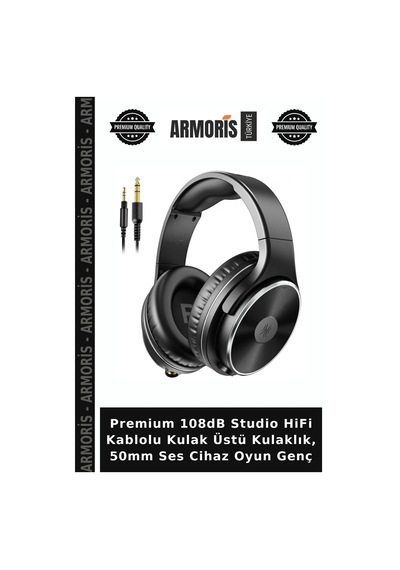 Premium 108db Studio Hifi Kablolu Kulak Üstü Kulaklık, 50mm Ses Cihaz Oyun Genç