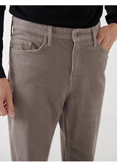 Lcwaıkıkı Classic Bej Standart Kalıp Kadife Erkek Chino Pantolon