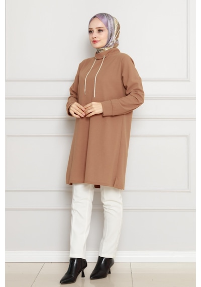 Sevitli Dik Yaka Tunik-vizon-4453 Vizon