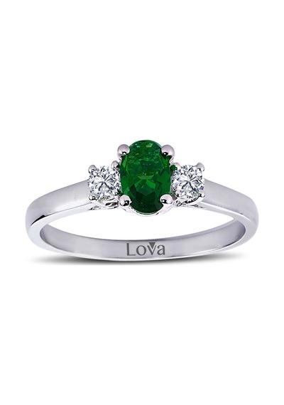 Lova Pırlantalı Oval Zümrüt Yüzük - 1080059