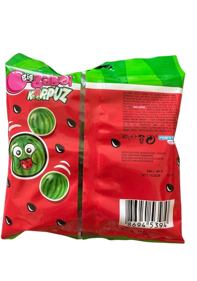 Karpuz Aromalı Toz Dolgulu Balonlu Sakız 80 G. 15 Adetli